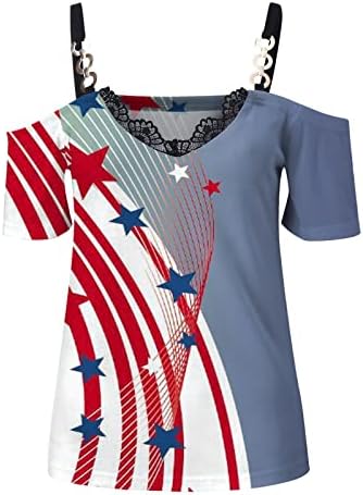 חולצות פטריוטיות לנשים דגל אמריקאי חולצות טופ חולצות קיץ מזדמנים