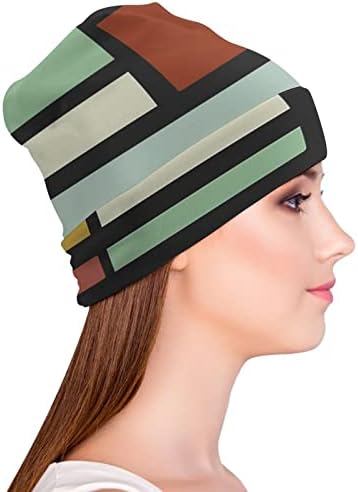 צורות גיאומטריות מונדריאניות כובע כפית כובע גולגולת כובע כובע גולגולת חמה לשינה מזדמנת בגודל אחד
