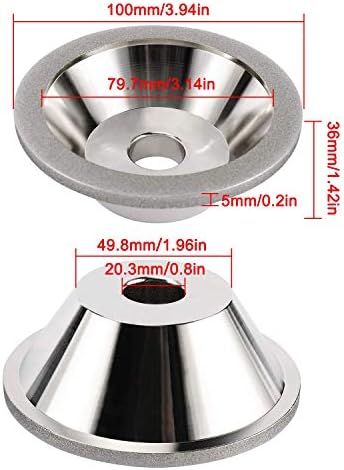 צורת כוס גלגל שחיקת יהלום 4 אינץ '320 חצץ למתכת קרביד 100x35x10x5 ממ