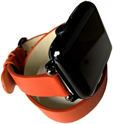 ניקסטון כתום עטיפה כפולה עטיפה עור תואם עם Apple Watch Ultra 8 7 6 SE 5 4 3 2 1 סדרה 38 ממ 40 ממ