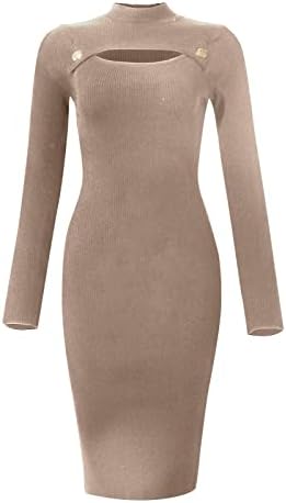שמלת סוודר סקסית של נשים צלב צלב חצאית עטלף צוואר עם שמלת שמלת ירך צמר שמלת צווארון v סוודר שמלת