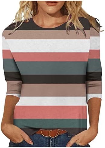 סווטשירטים של גוש צבעי נשים צוואר צווארון ללא חולצות רגילות 3/4 סוודר שרוול צמרות בגדי אופנה אופנתיים