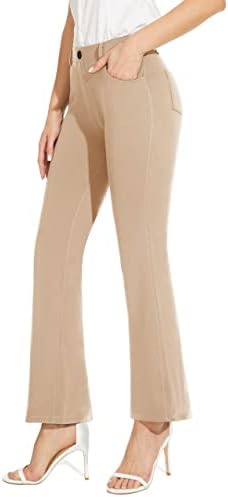 מכנסי שמלת יוגה לנשים של ג'וטימו מכנסיים עבודה משרד עסקים נמתחים רגל ישרה עם כיסים