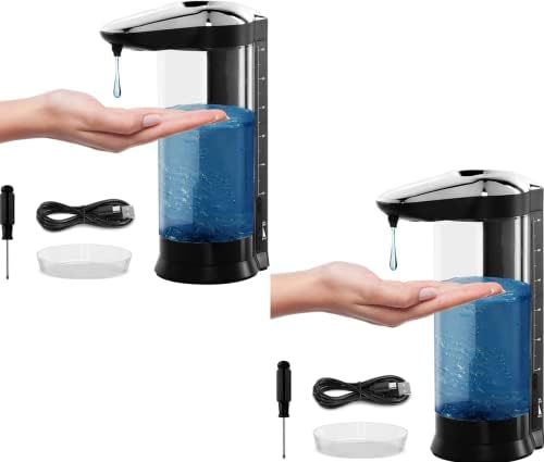 מתקן סבון נוזלי אוטומטי פשוט דלוקס, חיישן אינפרא אדום ללא מגע, עם כבל טעינה מסוג U USB, ידיים בחינם