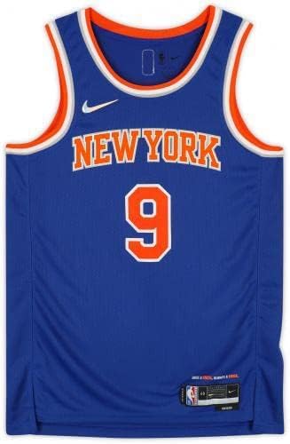 ממוסגר RJ Barrett New York Knicks חתימה כחול נייקי דיימונד סווינגמן ג'רזי - גופיות NBA עם חתימה