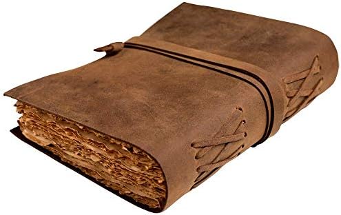 כתב עת עור וינטג 'יומן עור - נייר קצה עתיק בעבודת יד - ספר סקיצות עור - ספר צללים יומן - כתב העת העבה -