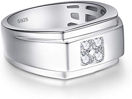 בונלבי 10 ממ 925 כסף סטרלינג טבעת נישואין לגברים טבעת אירוסין מעוקב זירקוניה לחתוך עגול לגברים גודל