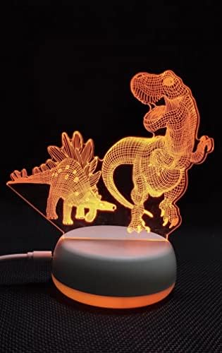 דינוזאורים סטגוזאורוס רקס 3 מנורה, דינוזאורים הוביל חדש אשליה אופטית אמנויות לילה אור עם יו אס בי, מנורת