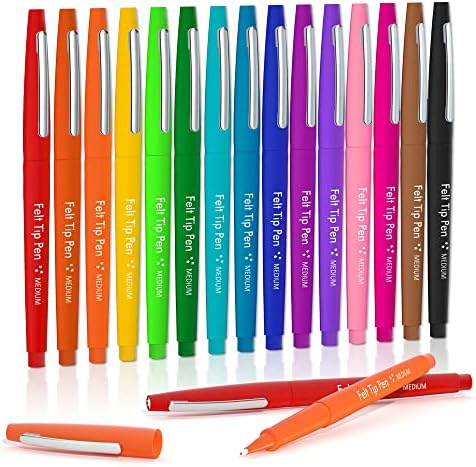 ליליקס הרגיש עצה עטים, 15 צבעים, 0.7 מ מ נקודה בינונית הרגשתי עטים, הרגשתי עצה סמני עטים עבור יומן, כתיבה,