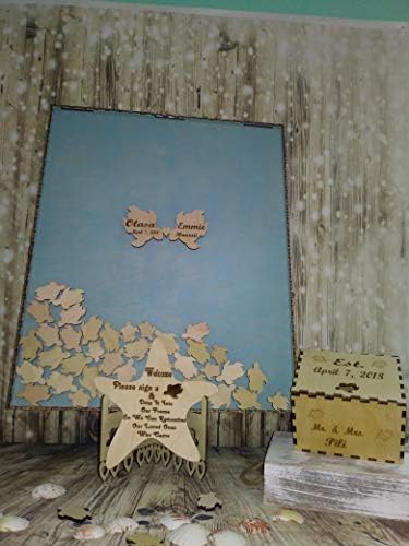 חתונת ספר אורחים אלטרנטיבי עם צבי עץ תמונה מסגרת קישוטי זרוק למעלה מסגרת, בציר אקווה