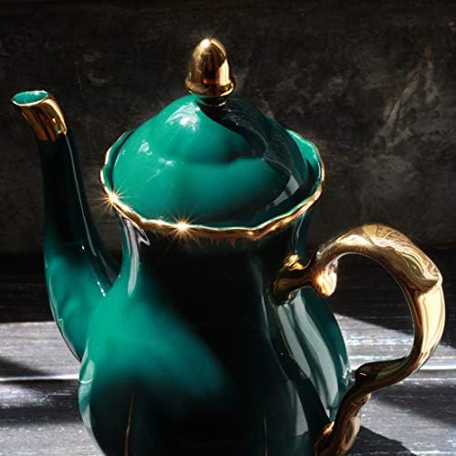 JOMOP קרמיקה סיר תה אלגנטי קישוט פרופיל גדול במיוחד מתנה חמורה ביתי ירוקה כהה לאוהבי תה 4-6 כוסות