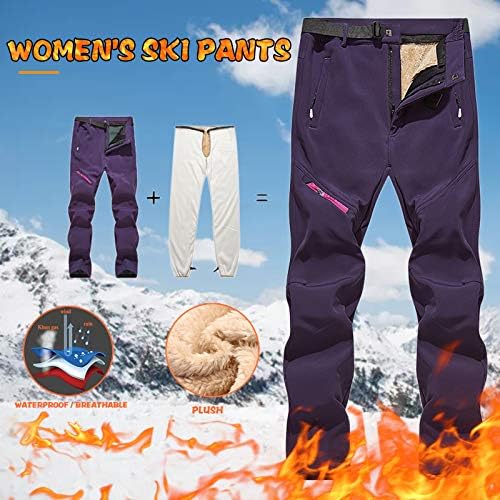 מיאשוי נשים לבושות פליס מזדמן מכנסי נשים נשלפות מעבה סקי חיצוני בתוספת מכנסי מתיחה בגודל לנשים עבודה