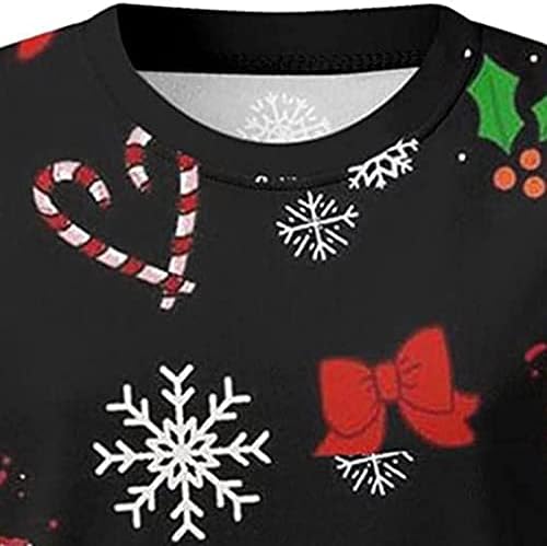 FLEKMANART סוודרים לחג המולד לנשים צוואר צווארון שרוול ארוך איילים נושאים חולצות חג חמודות מזדמנים