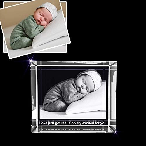 אוסף קריסטל A & B תינוק נולד - מתנת תמונות תלת מימד חרוטה - מזל טוב וחגיגה מתחשבת)