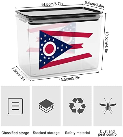אוהיו מדינת דגל אחסון מכולות ברור פלסטיק תיבת עם מכסים לשימוש חוזר פחי מטבח דגנים חטיפים יבש מזון ג ' לי