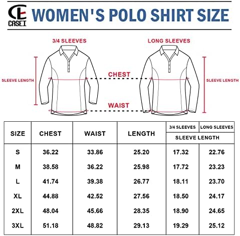 חולצת פולו לנשים 3/4 שרוול ארוך גולף מהיר חולצות יבש upf 50+ ספורטיק ספורט חולצות חולצות לחולצות לנשים