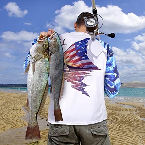 חולצת דיג של דמי דם לגברים שרוול ארוך הגנה על שמש UV UPF 50+ חולצות טריקו עם כיס