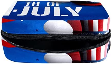 תיקי קוסמטיקה של Tbouobt תיקי איפור לנשים, שקיות נסיעות של איפור קטן, דגל רביעי ביולי אמריקאי
