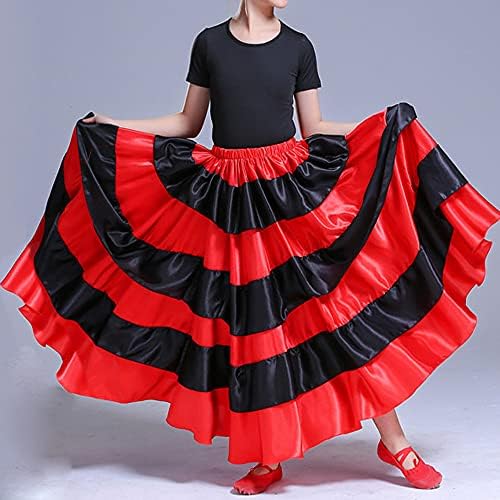 נערות ילדות ילדים אדומות/שחורות שכבות חצאית לבטן צוענית שור ספרדי ביצועים ריקוד מקסיקו בלט פולקלוריקו תחפושת