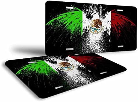 לוחית הרישוי של Pehede מקסיקו דגל על ​​צבוע מברשת נשר יצירתי אלומיניום לוחית רישוי מכונית דקורטיבית