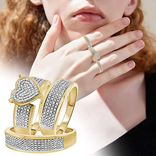 2023 נשים חדשות נוצצות יהלום מלא יהלום כפול סט טבעת טבעת הבטחה סט טבעת זירקוניה טבעת טבעת טבעת שני