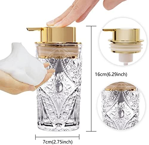Leicurace זכוכית מקצפת מתקן סבון יד, מתקן סבון מקציף לחדר אמבטיה, מתקן סבון ברור עם משאבה