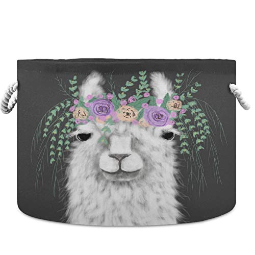 Llama Visesunny עם זר פרחים סלי כביסה באחסון בד קופסת אחסון פח קופסת אחסון מתקפלת סלסלת סלע