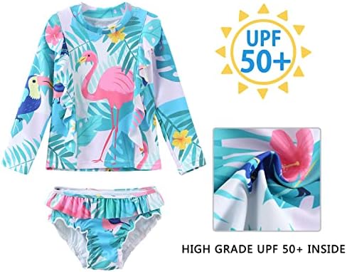 בנות לתינוקות שני חתיכות שומר פריחה בגד ים של שרוול ארוך בגדי ים הוואי עם הגנה מפני השמש של UPF 50+