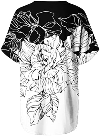 נשים קיץ חולצות וחולצות שרוול קצר מקרית טוניקה צווארון רופף הנלי טיז ענקי צבע בלוק חולצת טי