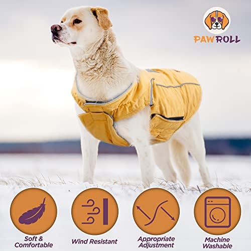 ז'קט כלבי חורף של Pawroll - עמיד למים, אטום לרוח, מעיל חורף כלב מזג אוויר קר אידיאלי לגזעים