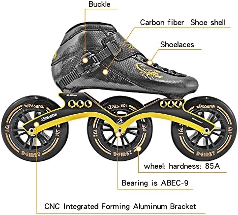 פסנדי מקצועי מהירות גלגיליות נעלי 3 גלגלים לגבר 3 * 125 ממ גלגלים גדולים פחמן סיב רולר החלקה