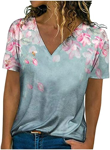 נשים חולצות שרוול קצר מקרית קיץ טי חולצות 3 ד פרח הדפסת חולצה בתוספת גודל רופף מתאים נוח רך טוניקות
