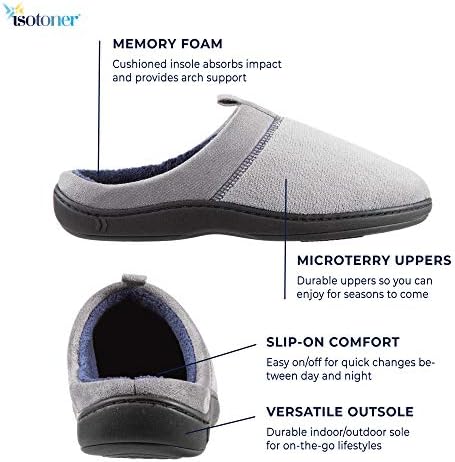 נעלי בית גב פתוח של איזוטונר לגברים עם קצף זיכרון וסוליה פנימית / חיצונית