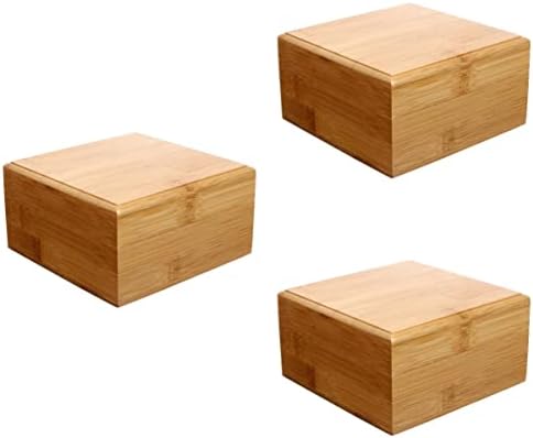 Zerodeko 3 PCS בית שולחן עבודה שולחן עבודה קופסת אחסון מרובע עץ סנדריס מארז אחסון עם מכסה