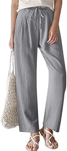 מכנסי פשתן של ניאנטי לנשים Palazzo 2023 פלוס מכנסיים בגודל מכנסיים מודפסים מזדמנים מודפסים.