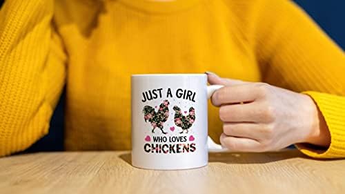 דוטיין רק ילדה שאוהבת תרנגולות קרמיקה ספל - 11 אונקיות צבעי מים פרחוני עוף קפה חלב תה ספל כוס, מצחיק