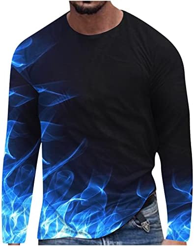 חולצות ספורט לגברים הדפסה דיגיטלית 3 ד צוואר עגול שרוול ארוך סוודר מסלול כושר חולצה חולצות נוחות