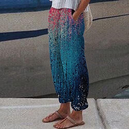 מקרית קיץ פשתן מכנסיים לנשים בבאגי ישר רגל מכנסיים גבוהה מותן ארוך מכנסיים עם כיסים נוח מכנסיים