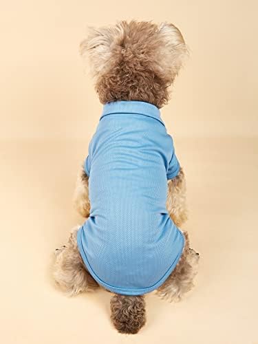 חולצת פולו של כלב Qwinee עם כלב צווארון דו-כפתור כלב כלב בגדים בסיסיים בגדים לכלבים קטנים חתלתול
