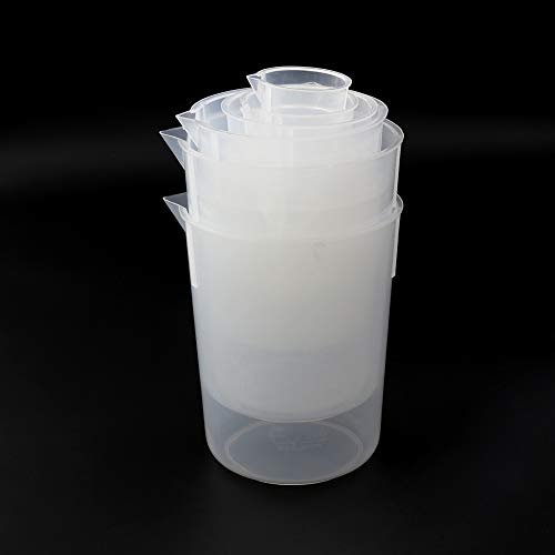 סט כוסות פלסטיק מדעי אולאב, 5 גדלים 50 מיליליטר 100 מיליליטר 250 מיליליטר 500 מיליליטר 1000