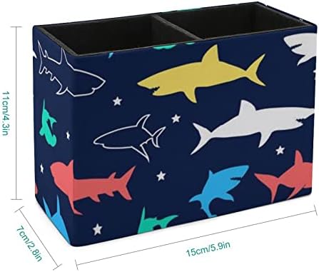צבע כרישים הדפסת עור מפוצל עיפרון מחזיקי תכליתי עט כוס מיכל דפוס מארגן שולחן עבור משרד בית
