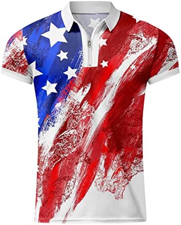 חולצות פולו דגל אמריקאי לגברים פטריוטיות 4 ביולי חולצות טריקו קיץ וינטג 'מזדמן שרוולים קצרים