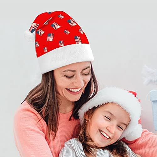 אמריקאי דגל גיטרה מצחיק חג המולד כובע סנטה קלאוס כובעי קצר קטיפה עם לבן חפתים עבור חג המולד חג מסיבת אספקת קישוט