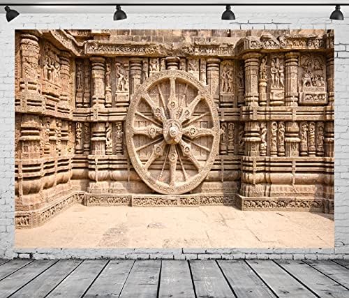 בלקו 10 על 8 רגל בד מקדש השמש רקע הודי עתיק מקדש הודו היסטורי גילוף מבנים גלגל מרכבה הינדואיזם