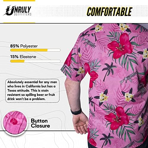חולצת הוואי חוטית לא סוערת לחולצה להוואי לגברים - M4 רובי ופרחים לעבודה, מסיבה, מנגל
