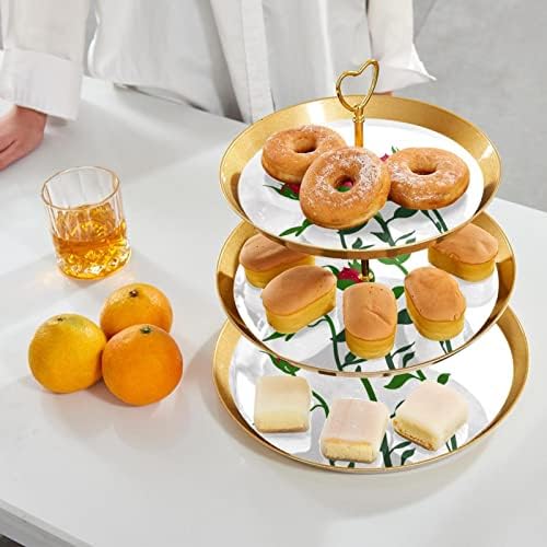 שלוש שכבות זהב הגשת מגש קינוח שולחן שכבות הגשת מגש מאפה תצוגת עוגת צלחת שולחן קישוט עבור תינוק מקלחת