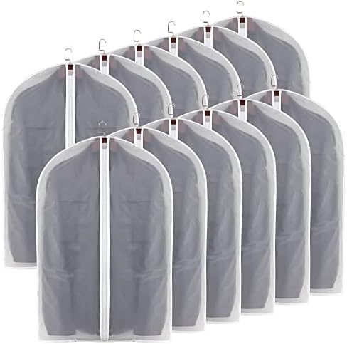 שקיות בגד של סטונל לבגדים תלויים 12 יחידות קלות משקל קל של שקיות חליפת רוכסן מלאות כיסוי אבק