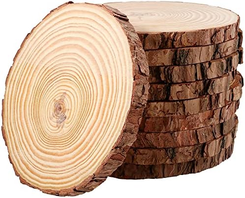 12 יחידות 5.5 - 5.9 סנטימטרים טבעי עץ פרוסות עם חורים, לא גמור מראש חוגי עץ קליפת עץ פרוסה, ריק עץ