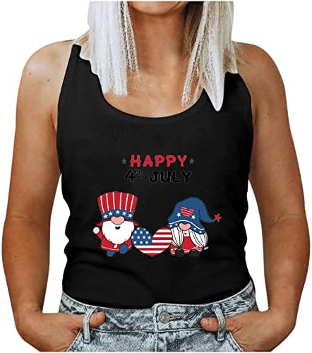 שמחה 4 ביולי גופיות לנשים חולצה ללא שרוולים אמריקאיות ללא שרוולים קיץ חולצות פטריוטיות טיז חמוד חולצות