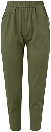 מכנסי הרמון של אתקיה לנשים עם כיסים רטרו ירוק לנשים חותלות במותניים נמוכים מכנסיים מזדמנים בגודל גדול